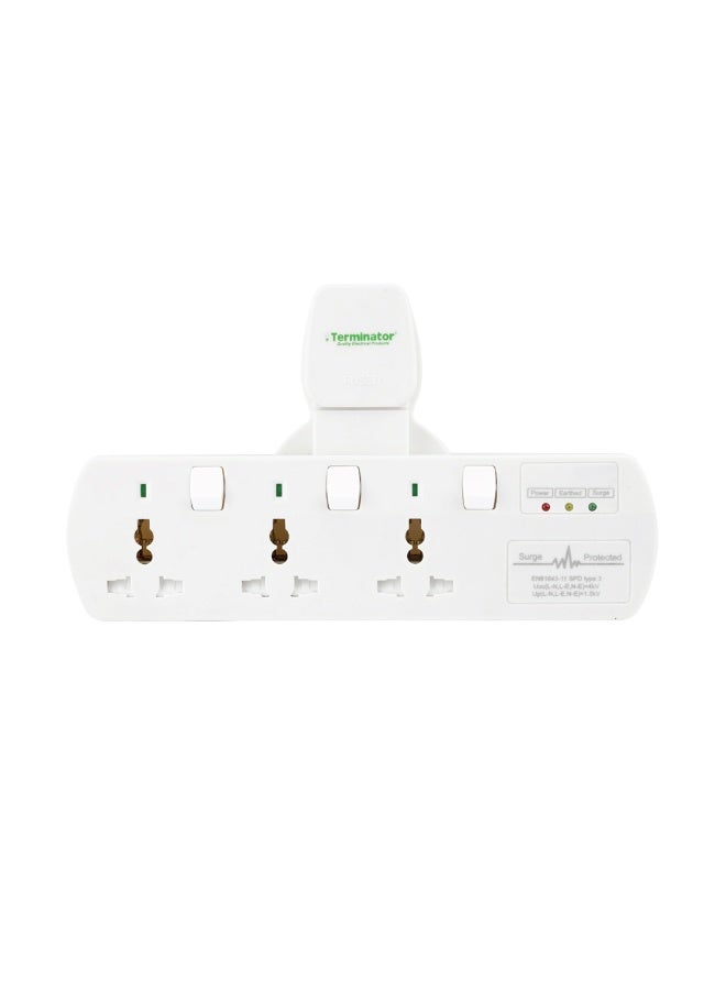 Terminator Terminator 3-Way Universal T-Socket Multi-Adapter with Surge Protection, Wall Plug Extender for Electronics & Appliances - Image 1