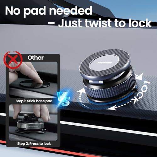 BEEGROW Car Phone Holder for Magsafe [96LBS Ultra Vacuum Suction+2800gf Ultra Magnetic] Car Phone Mount 360° Adjustable, Phone Holders for Your Car for iPhone 17 Pro Max 16 15 14 13 12 Air Plus (Carbon Fiber) - Image 4