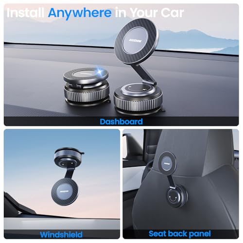 BEEGROW Car Phone Holder for Magsafe [96LBS Ultra Vacuum Suction+2800gf Ultra Magnetic] Car Phone Mount 360° Adjustable, Phone Holders for Your Car for iPhone 17 Pro Max 16 15 14 13 12 Air Plus (Carbon Fiber) - Image 5