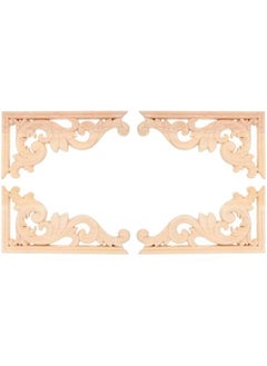 Generic Corner Molding Trim 4PCS Onlay Applique Decor Carved Onlay Carved Onlay Applique Wood Onlay for Bed Door Cabinet Wardrobe Furniture Decoration(13 * 7cm) Window Screen Corners  - Image 1