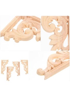 Generic Corner Molding Trim 4PCS Onlay Applique Decor Carved Onlay Carved Onlay Applique Wood Onlay for Bed Door Cabinet Wardrobe Furniture Decoration(13 * 7cm) Window Screen Corners  - Image 4