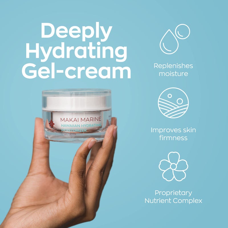 Hanalei Makai Marine Face Moisturizer Gel Cream, Lightweight Non-Greasy Lotion for Dry Skin, Hydrating Formula with Hawaiian Botanicals, Vegan & Cruelty-Free, 1.7 fl oz - Image 2
