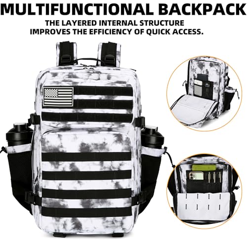 Lovelinks21 45L Tactical Assault Backpack 3 day assault pack with Molle Waterproof backpack Rucksack for Tactical Backpacks (BlackWhite Camo) - Image 4