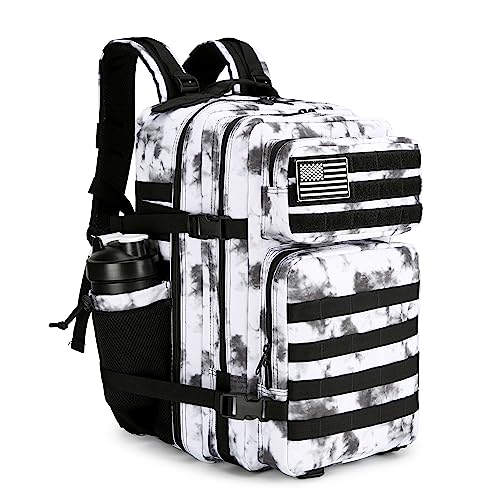 Lovelinks21 45L Tactical Assault Backpack 3 day assault pack with Molle Waterproof backpack Rucksack for Tactical Backpacks (BlackWhite Camo) - Image 1