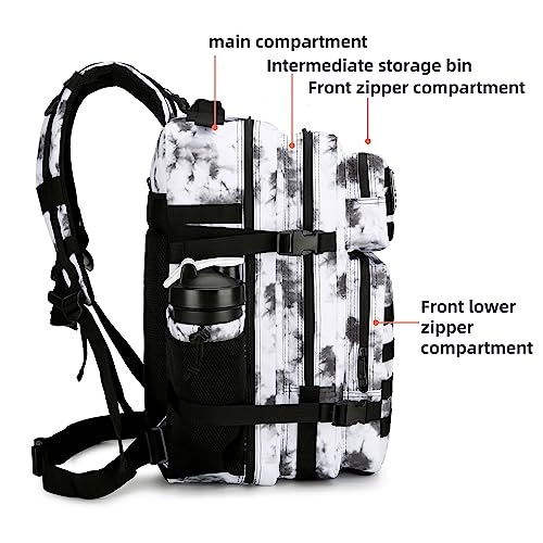 Lovelinks21 45L Tactical Assault Backpack 3 day assault pack with Molle Waterproof backpack Rucksack for Tactical Backpacks (BlackWhite Camo) - Image 3