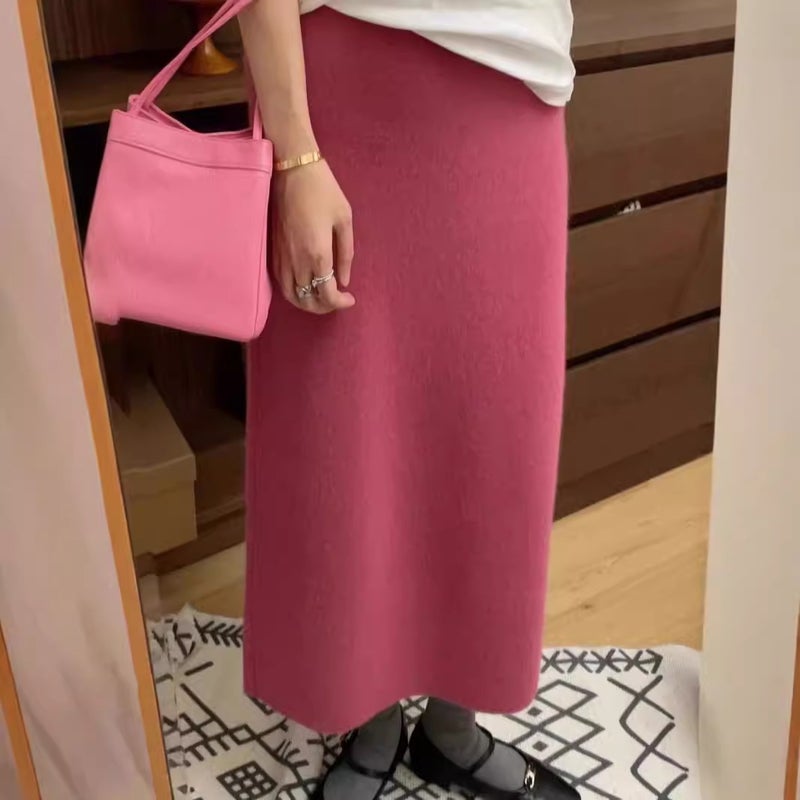 Granny Gentle French Style High Waist Thickened Raccoon Velvet Elegant Wool Skirt Slimming Design Sense Wool Skirt - Image 4