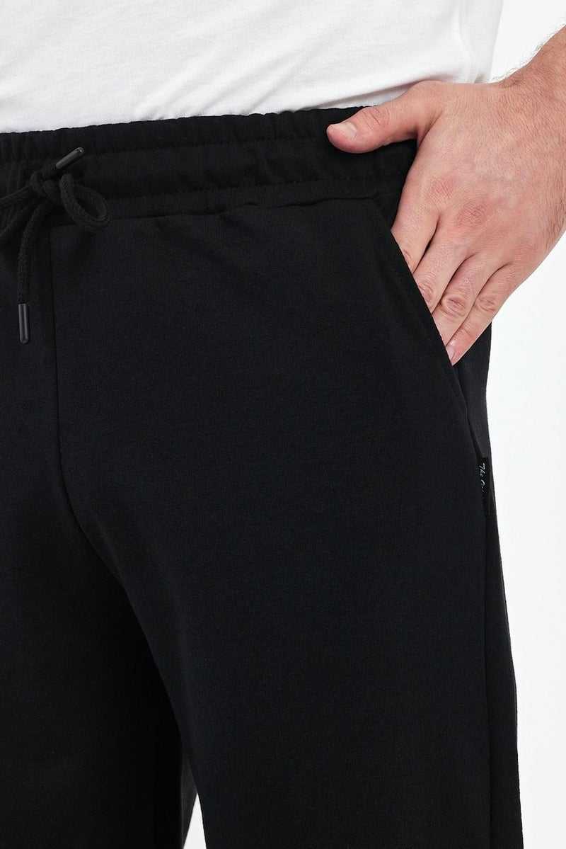 mmetalic Men's Black Bermuda Shorts with Side Pockets, Below Knee Capri Waist Adjustable Elastic Waistband  - Image 5