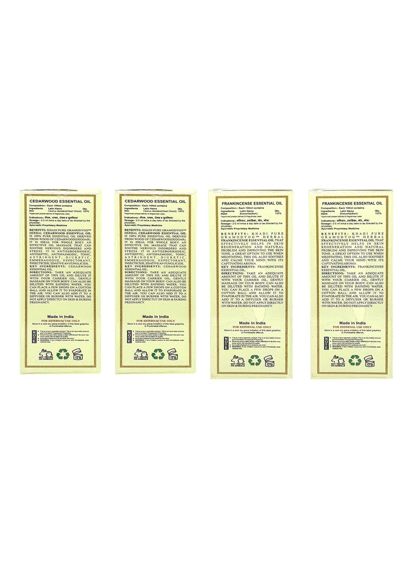 Khadi Pure Gramodyog Khadi Pure Cedarwood Frankincense Essential Oil Grounding Clarifying Aromatherapy Blend Promotes Relaxation Enhances Focus Supports Skin Health 100 Natural Therapeutic Grade Pack of 4 15 ml Each  - Image 2