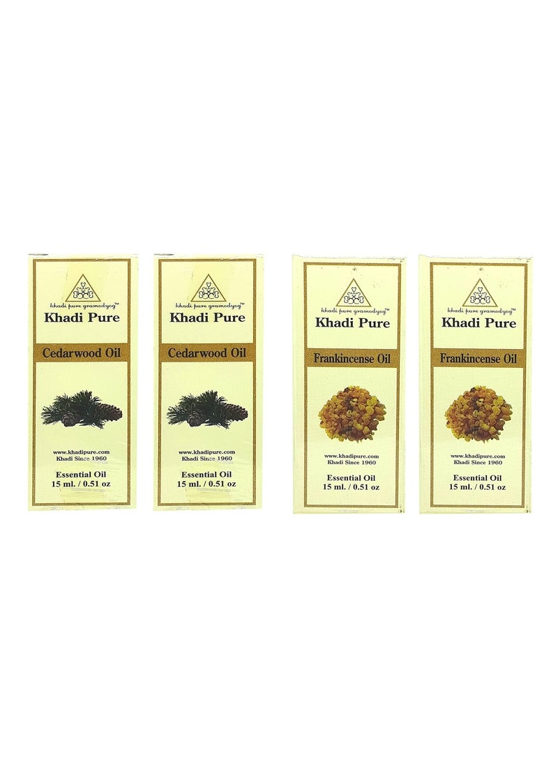 Khadi Pure Gramodyog Khadi Pure Cedarwood Frankincense Essential Oil Grounding Clarifying Aromatherapy Blend Promotes Relaxation Enhances Focus Supports Skin Health 100 Natural Therapeutic Grade Pack of 4 15 ml Each  - Image 1