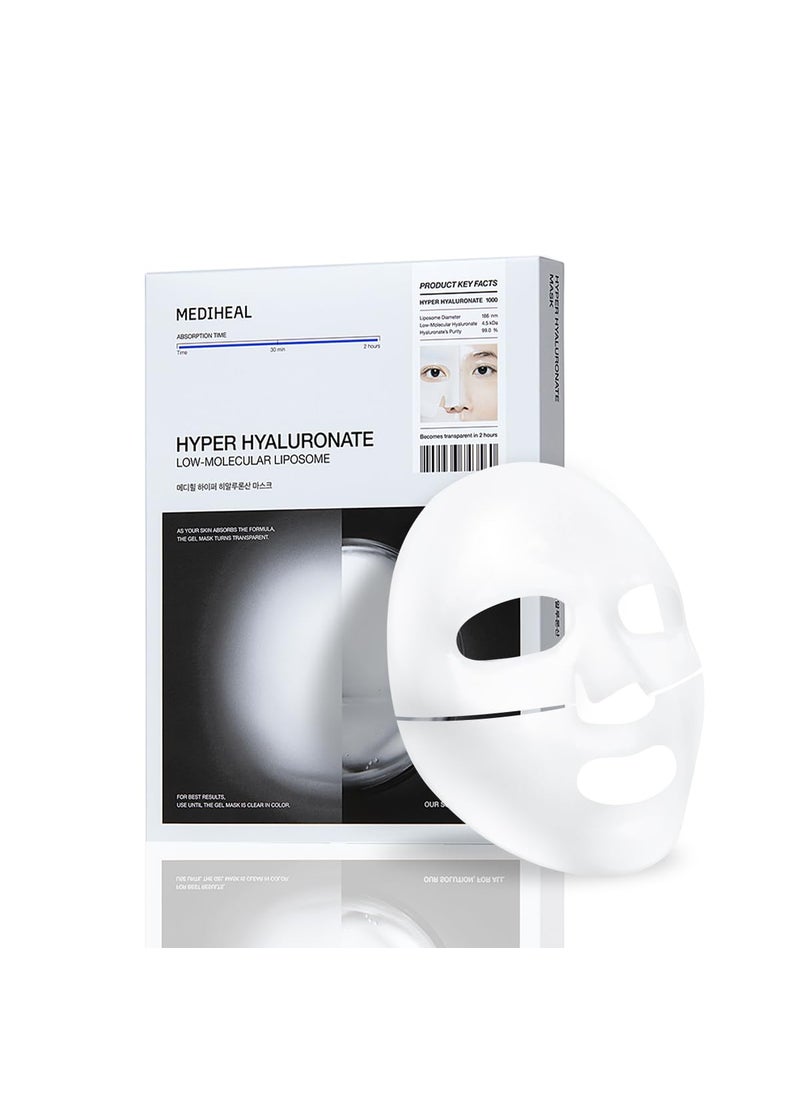 MEDIHEAL Mediheal Hyper Hyaluronate_Deep Hyaluonate MasK 10pcs  Deep Hydration Gel Mask for Quock Soothing Concentrated Moisturizing with NonIrritating Ingredients  30mins Quick Care 
