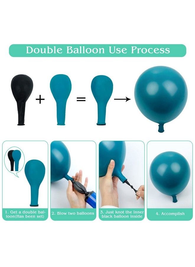 Amandir 168Pcs Dark Teal Balloons Garland Arch Kit For Birthday Wedding Bridal Baby Shower Communion Party Backdrop Decorations Doublestuffed Teal Blue Turquoise Metallic Balloons With Gold Butterfly  - Image 5