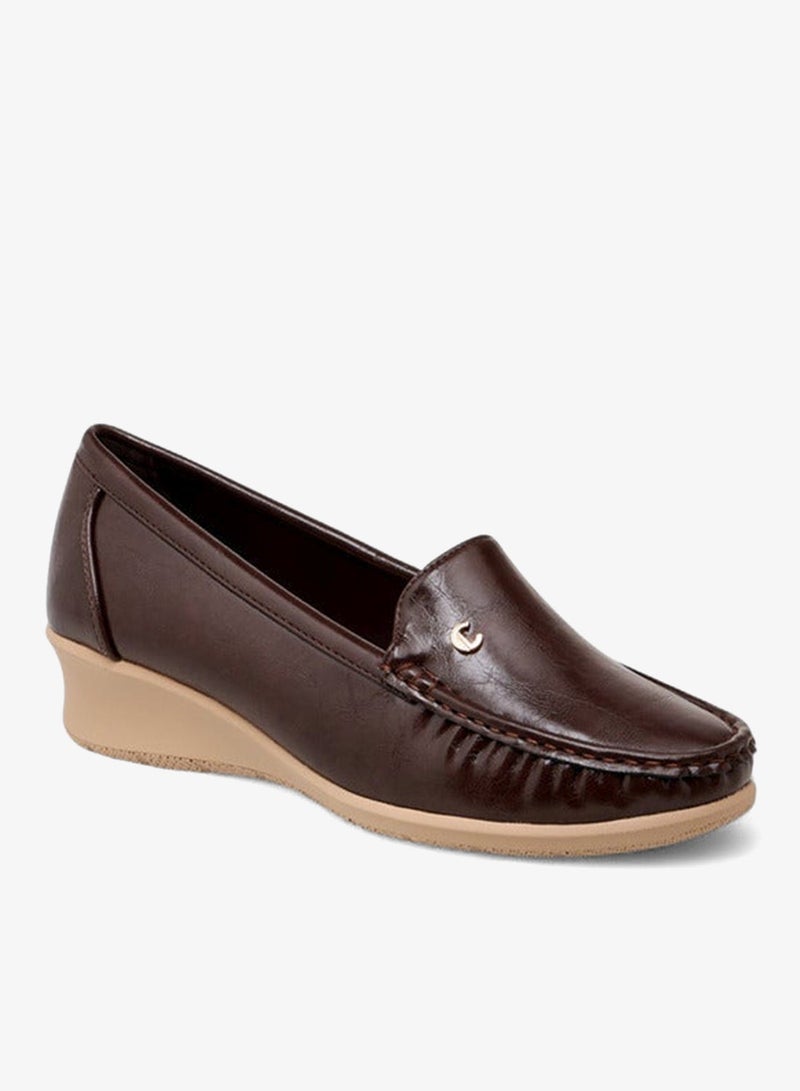 Le Confort Solid Slip-On Loafers With Wedge Heels - Image 2