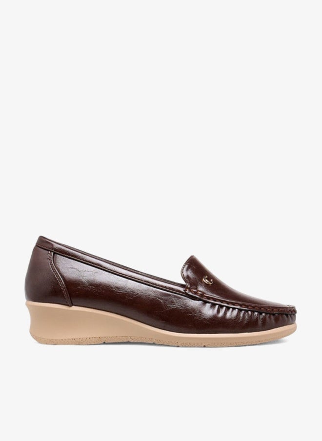 Le Confort Solid Slip-On Loafers With Wedge Heels - Image 3