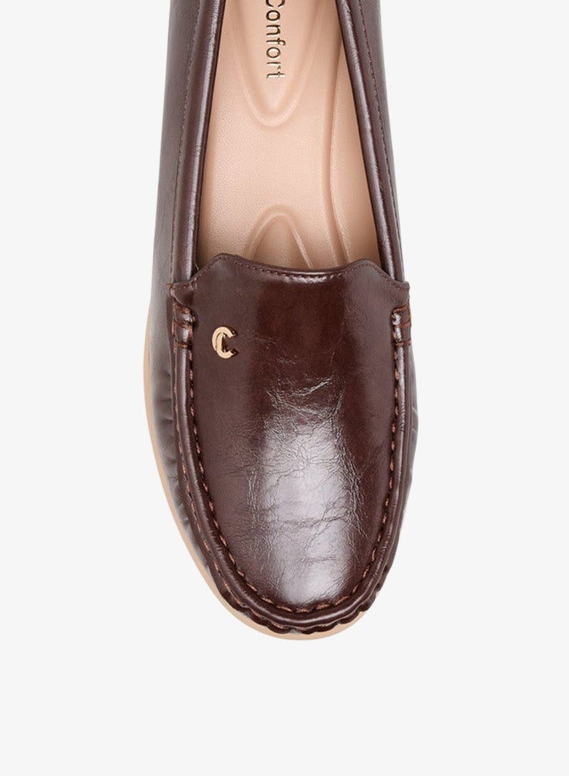 Le Confort Solid Slip-On Loafers With Wedge Heels - Image 5