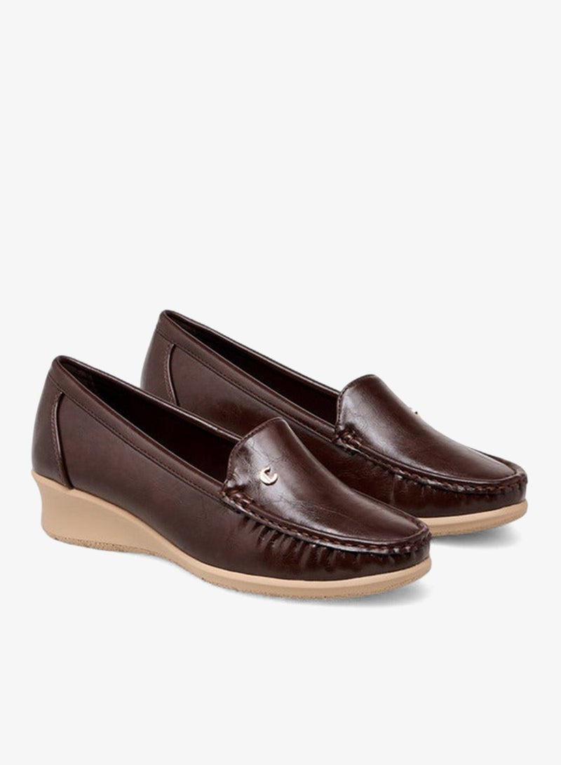 Le Confort Solid Slip-On Loafers With Wedge Heels - Image 1