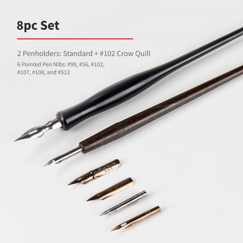 Speedball Sketching Set with Penholders and Pens, Set of 8 (SB2964), Black - Image 3