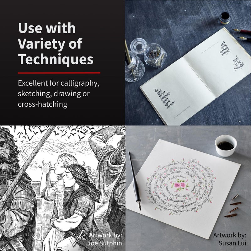 Speedball Sketching Set with Penholders and Pens, Set of 8 (SB2964), Black - Image 4