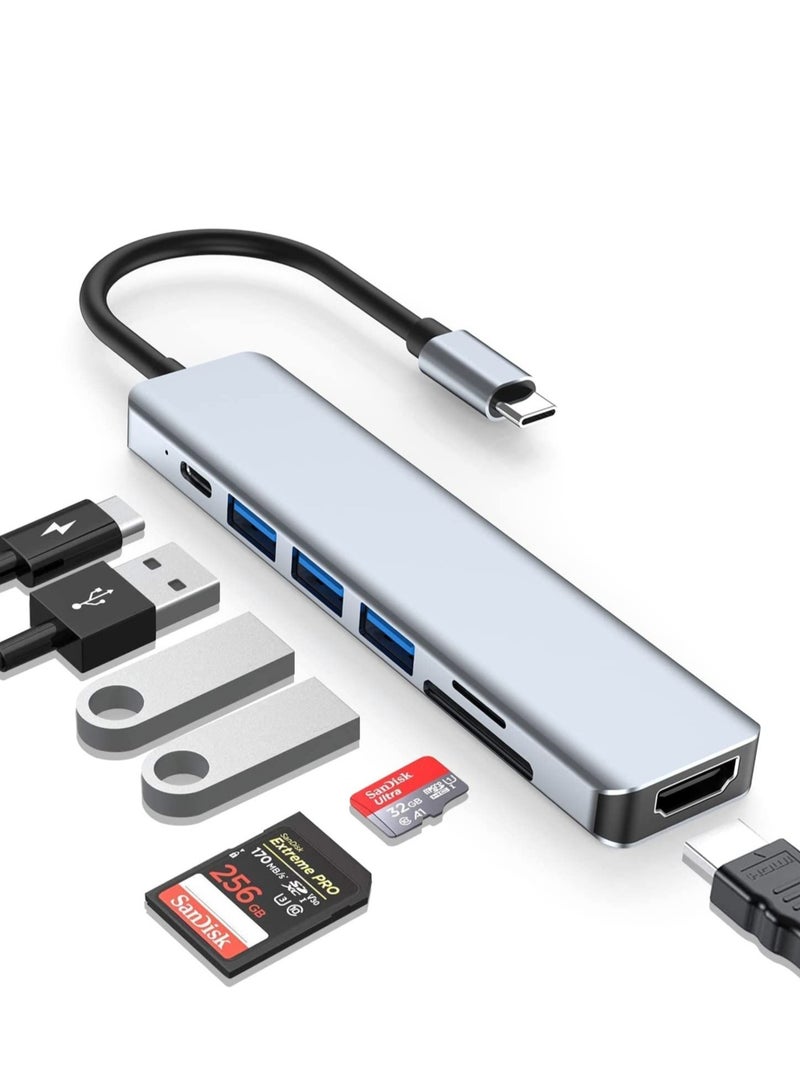 7 in 1 USB C Multiport Adapter for Macbook Pro/Air & Type C Enable Devices - Image 1