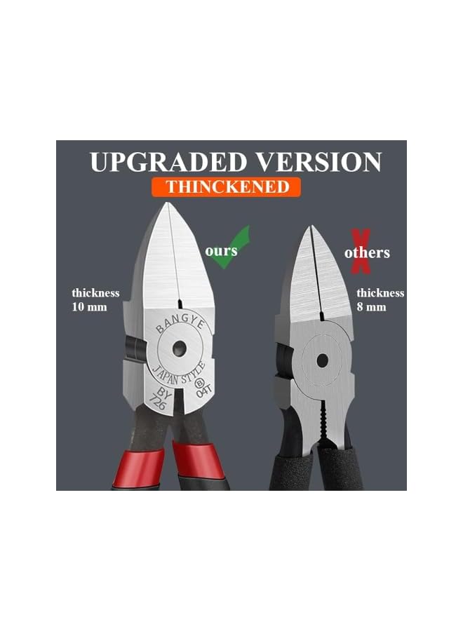 PROMASS Wire Flush Cutters,Electronic Model Sprue Wire Clippers,Ultra Sharp and Precision CR-V Side Cutting Nipper,Diagonal and Film Cutting Edge,Spring-Action Design,for Clean Cut and Precision Cut,Black  - Image 2