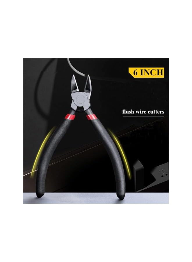 PROMASS Wire Flush Cutters,Electronic Model Sprue Wire Clippers,Ultra Sharp and Precision CR-V Side Cutting Nipper,Diagonal and Film Cutting Edge,Spring-Action Design,for Clean Cut and Precision Cut,Black  - Image 5