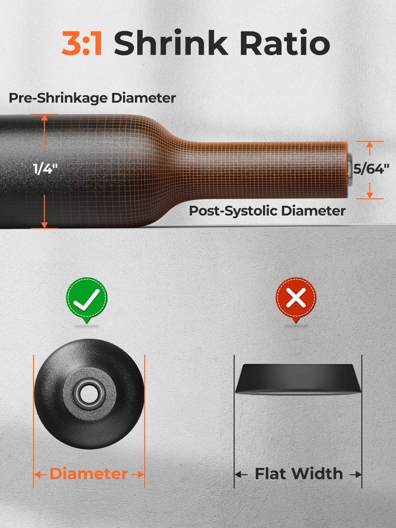 EVENTRONIC 5/16" Heat Shrink Tubing-3:1 Ratio Adhesive Lined-Marine Grade Heat Shrink Tube-Wire Waterproof Industrial Large Heat Shrink Tubing-Black-20FT  - Image 2
