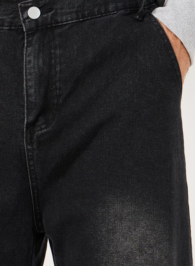 ستايلي جينز بقصة مستقيمة وخصر متوسط وغسيل حمضي - Image 3