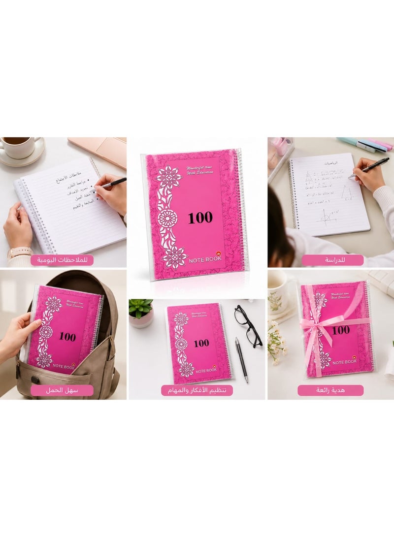 كشكول سلك 100 ورقة ورق ابيض  بتصميم أنيق وعصري - مثالي للكتابة، الرسم، والتدوين - غلاف فني عالي الجودة طويل - Image 3