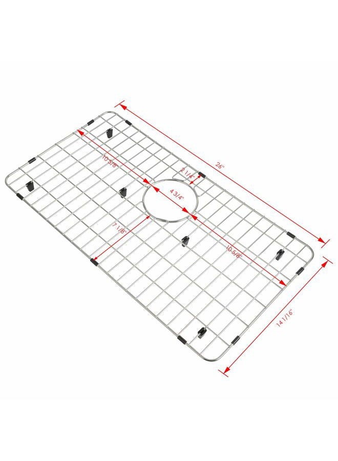 LQS Stainless Steel Kitchen Sink Bottom Grid and Sink Protector, Protective Sink Grid 26 x 14 Inches with Rear Drain for Single Sink Bowl - Image 4