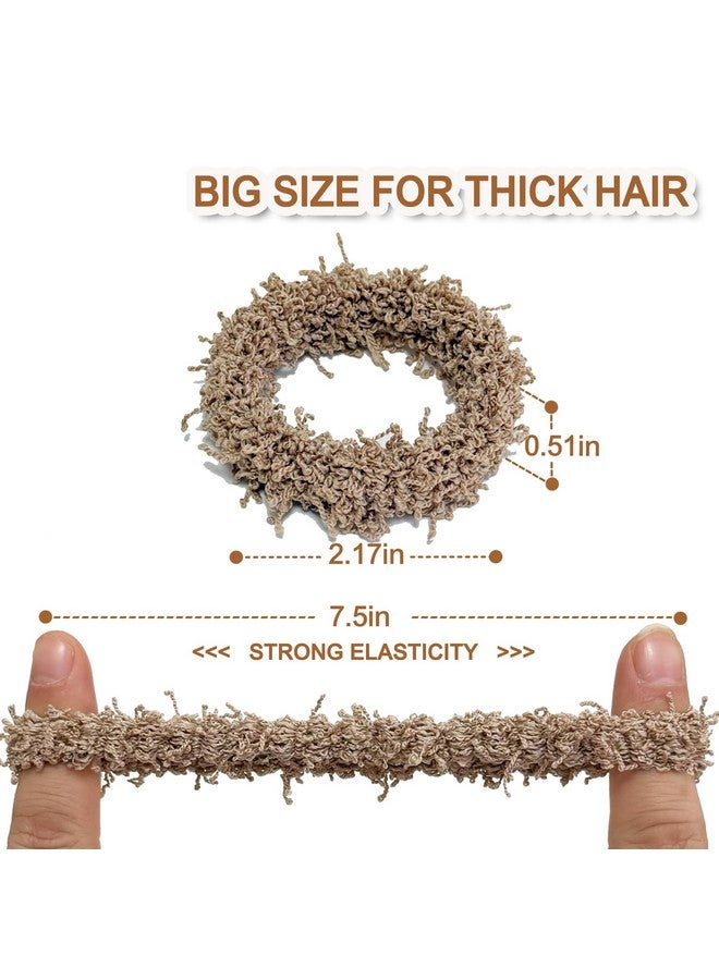 Jseng 10Packs Hair Ties - No Damage Thick Hair Elastics - Seamless Terry Elastics Bands Ponytail Holders - Hair Accessories for Thick Curly Hair - Neutral Khaki - Image 4