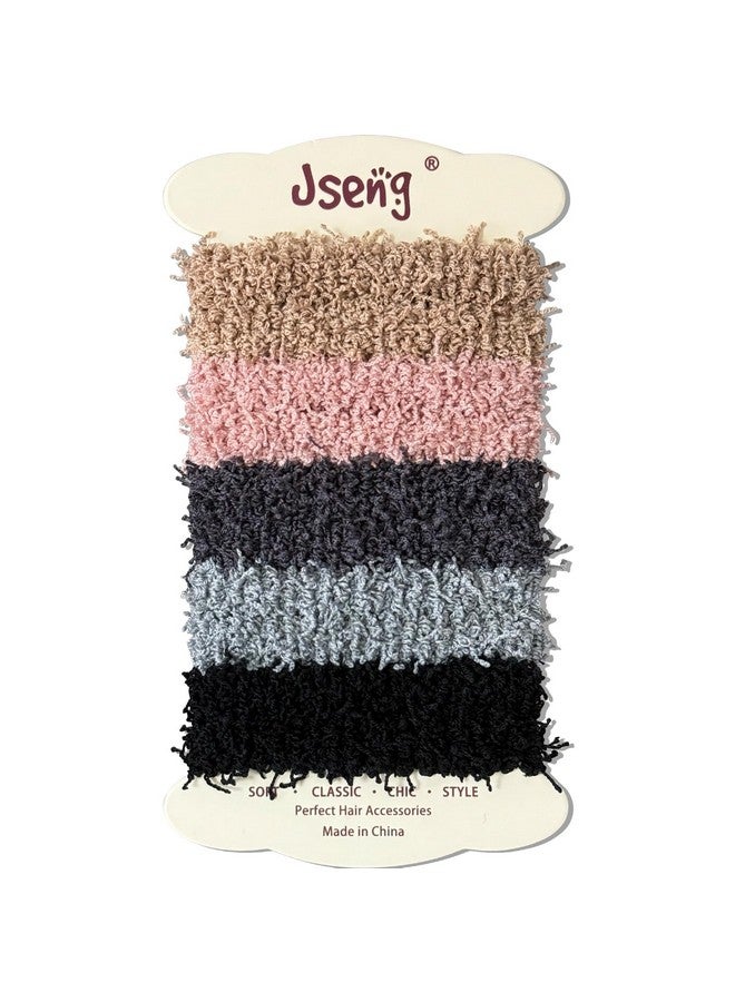 Jseng 10Packs Hair Ties - No Damage Thick Hair Elastics - Seamless Terry Elastics Bands Ponytail Holders - Hair Accessories for Thick Curly Hair - Neutral Khaki - Image 1