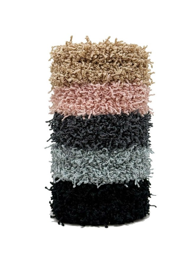 Jseng 10Packs Hair Ties - No Damage Thick Hair Elastics - Seamless Terry Elastics Bands Ponytail Holders - Hair Accessories for Thick Curly Hair - Neutral Khaki - Image 2