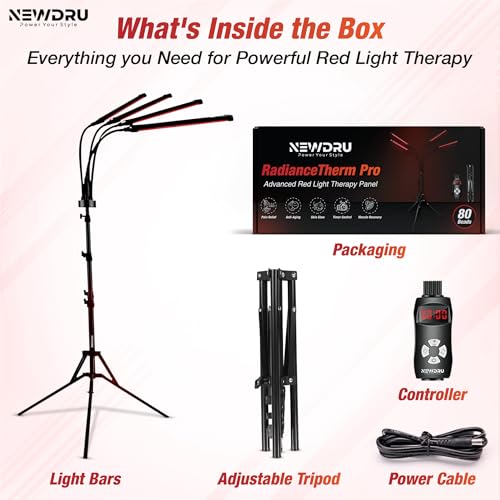 NEWDRU RadianceTherm Pro Red Light Therapy Panel – 80 Beads | Pain Relief, Anti-Aging, Skin Glow, Timer Control | Full Body Red & Infrared Light | Muscle Recovery Therapy Device - Image 2