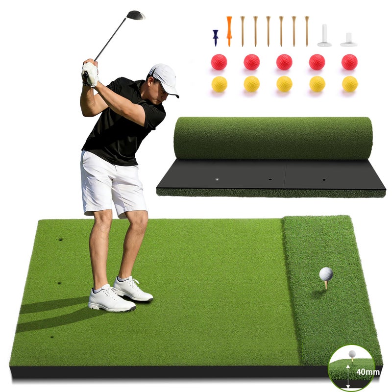 Fanshaw Premium Dual-Turf Golf Mat: 5x4ft 1.57 Inch Thickened for Backyard, Driving Range, Indoor & Outdoor Practice Hitting, Swing & Chipping, Ideal Gifts for Men Dad - Image 1