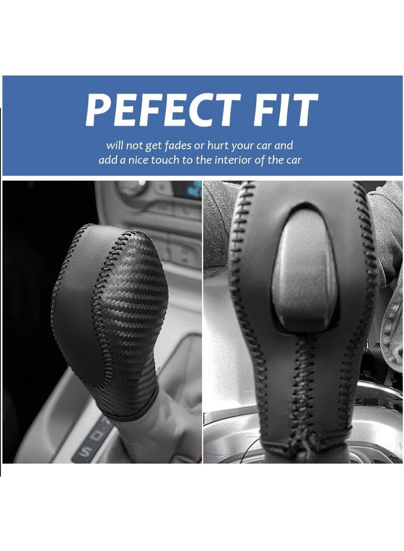 Gear Shift Knob Cover for Fusion/Escape/Focus/Fiesta Auto Leather Shifter Knob Trim for EcoSport/Transit/C-Max Accessories (Carbon Fiber with Black Stitches) - Image 4