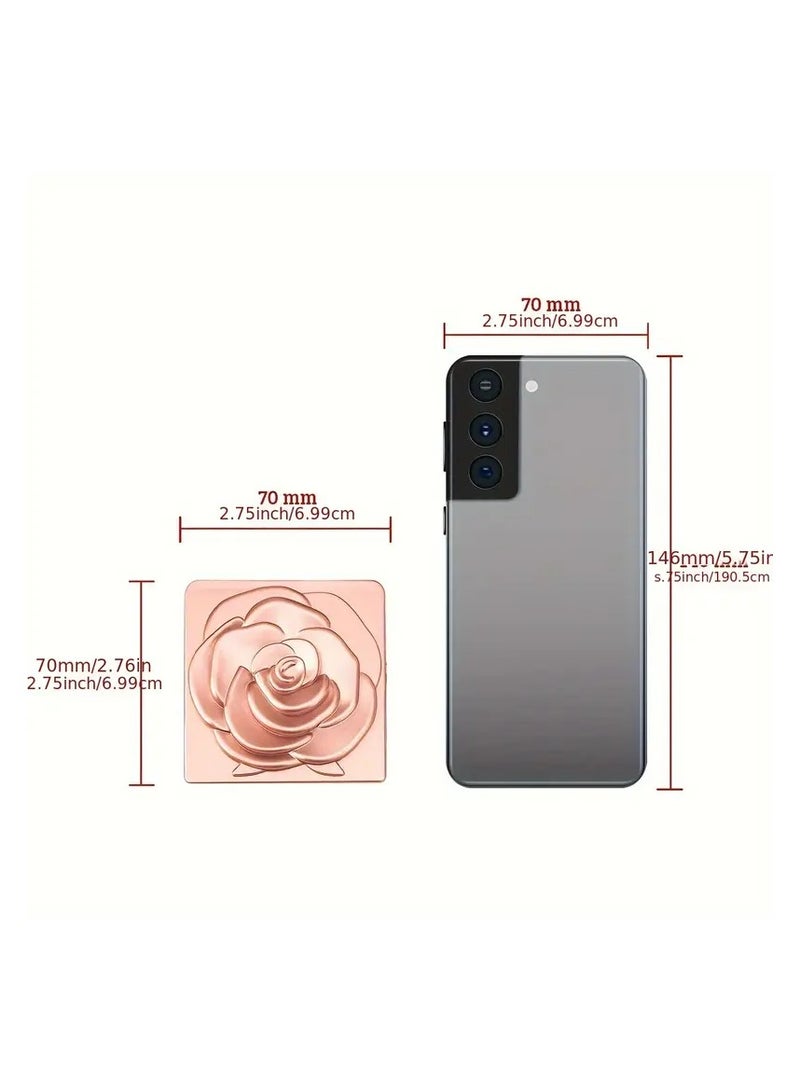 LANGMANNI مرآة مكياج مدمجة بتصميم وردة ثلاثية الأبعاد 1 قطعة، مرآة جيب مربعة أنيقة، زجاج مكبر عالي الدقة، مثالية للنساء، هدية رائعة ليوم الأم، يوم الحب - Image 2