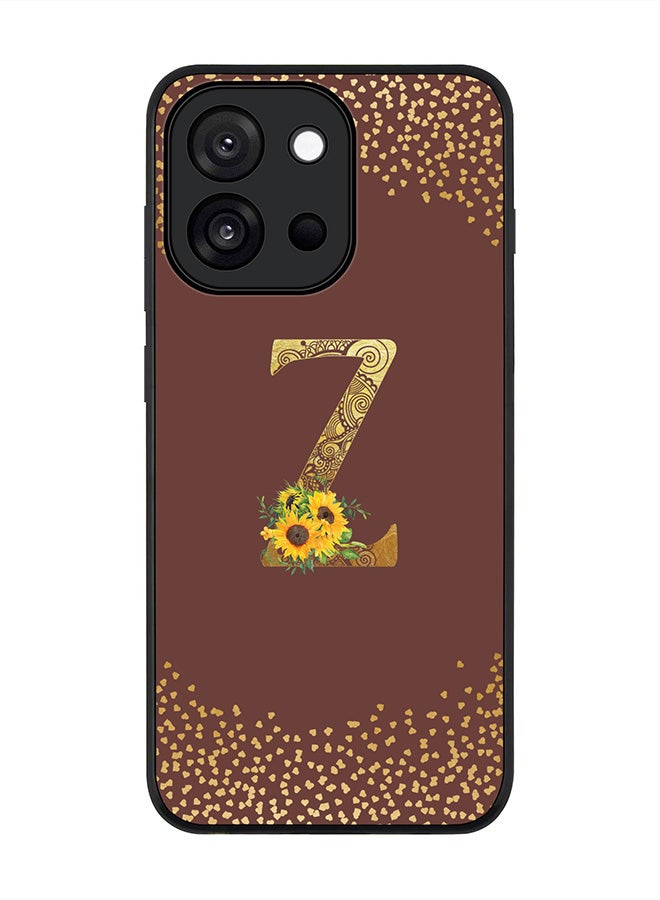 Stylizedd For OnePlus 13s / 13T Case,Slim fit Camera Protection, Shockproof Thin Phone cover  - Custom Floral Monogram - Z  (Brown )