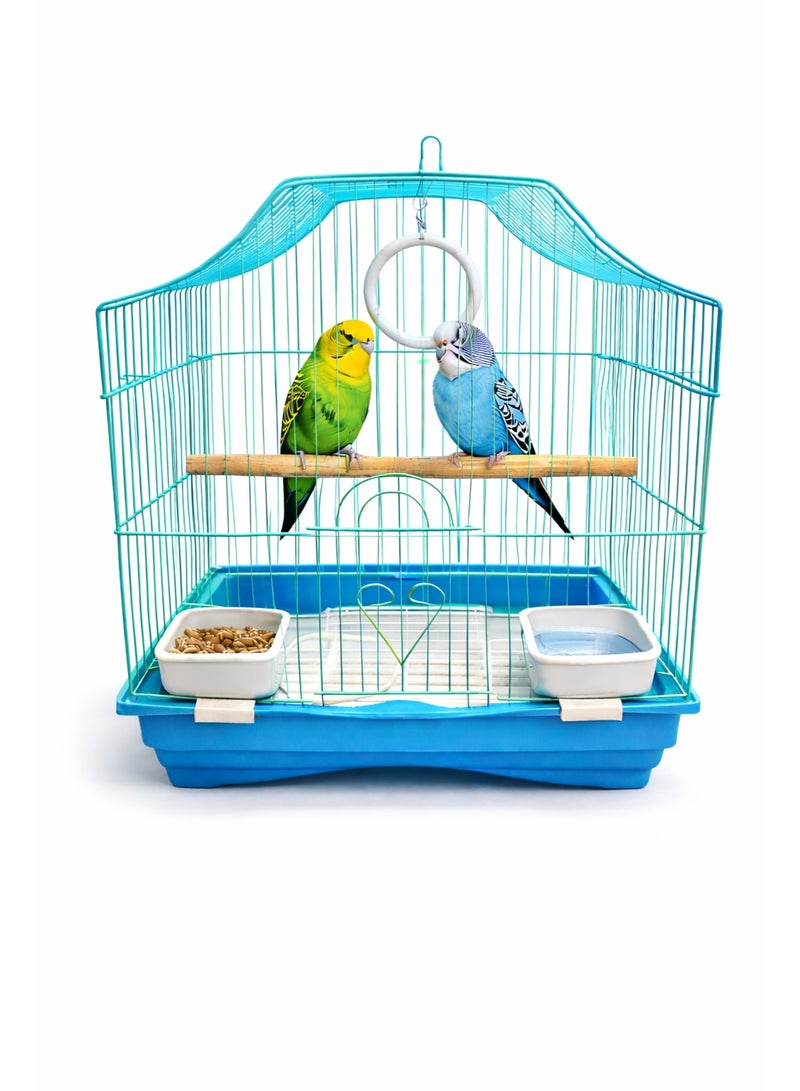 Petto Metal Bird Cage for Small Birds with Perch & Feeding Cups – Hanging Design (30 × 23 × 39 cm) - Image 1