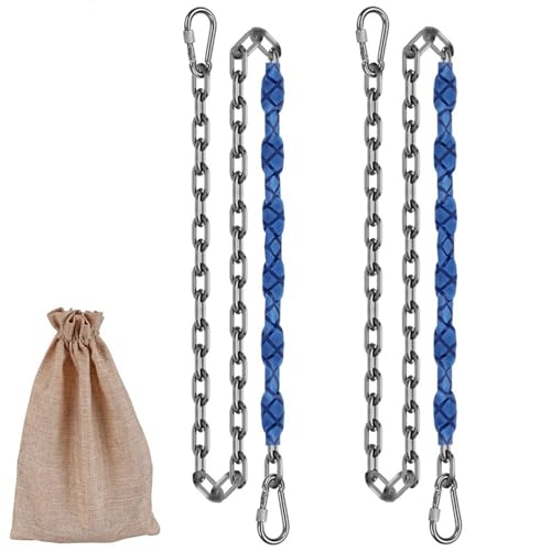 Dakzhou 2 Stainless Steel Chains 84 Swing Chains Heavy Duty Swing Hardware4 Quick Connection Buckles Indoor and Outdoor Playground Swings hammocks sandbags 1000 lb Capacity Blue - Image 1