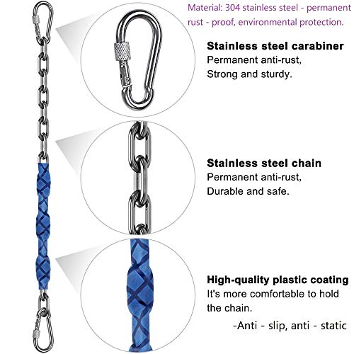 Dakzhou 2 Stainless Steel Chains 84 Swing Chains Heavy Duty Swing Hardware4 Quick Connection Buckles Indoor and Outdoor Playground Swings hammocks sandbags 1000 lb Capacity Blue - Image 5