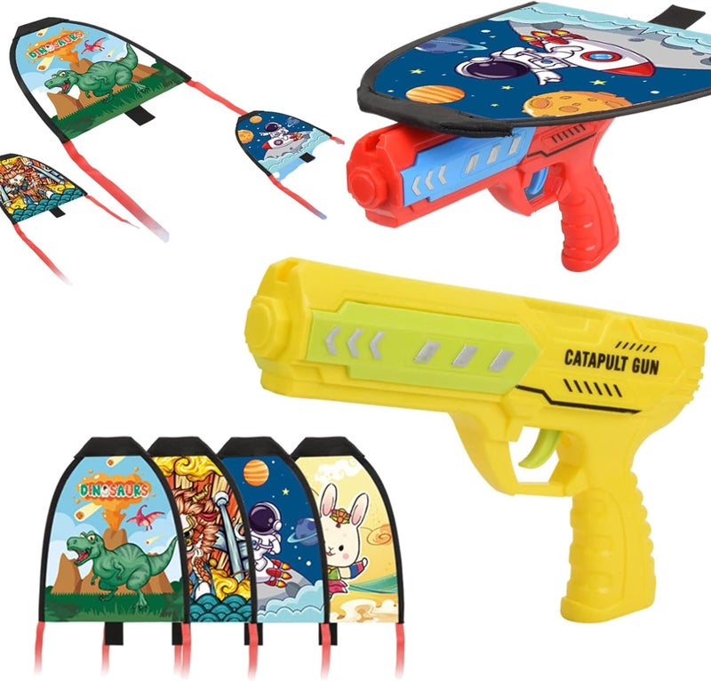 klarako Kite Launcher Toys - 2023 New Kids Kite Launcher Set, Funny Launcher Ejection Kite Beach Toy Set with 4 Kites, Catapult Kite Toy Outdoor Hand-held Ejection Flying for Kids Birthday Gifts - Image 1