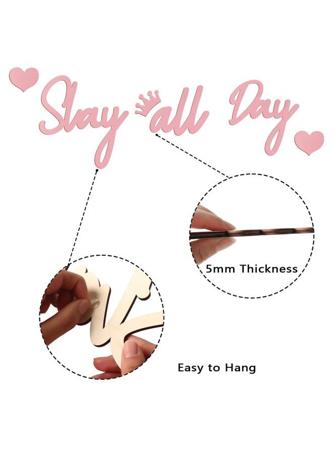 Longan Craft Slay All Day Sign for Girls Room Decor, Preppy Room Decor Aesthetic Funny Stuff for Girls Pink Wall Art Wooden Sign for Teen Girl Bedroom Dorm Home Apartment - Image 3