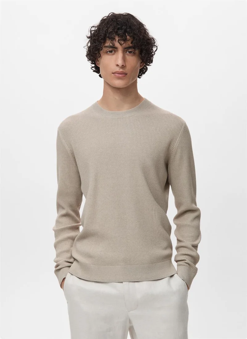 مانجو مان Fine Rib-Knit Cotton Sweater