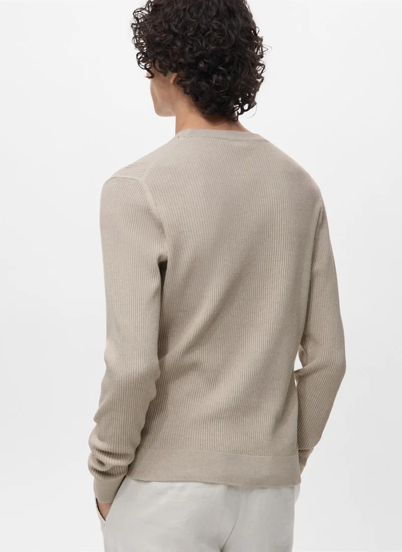 مانجو مان Fine Rib-Knit Cotton Sweater