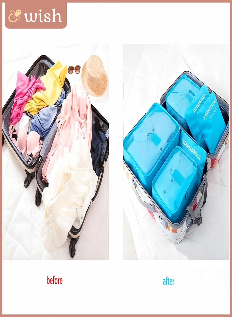 Wish 6-Piece Travel Luggage Organizer Set, Waterproof Packing Cubes and Laundry Bags, Travel Accessories - Image 5