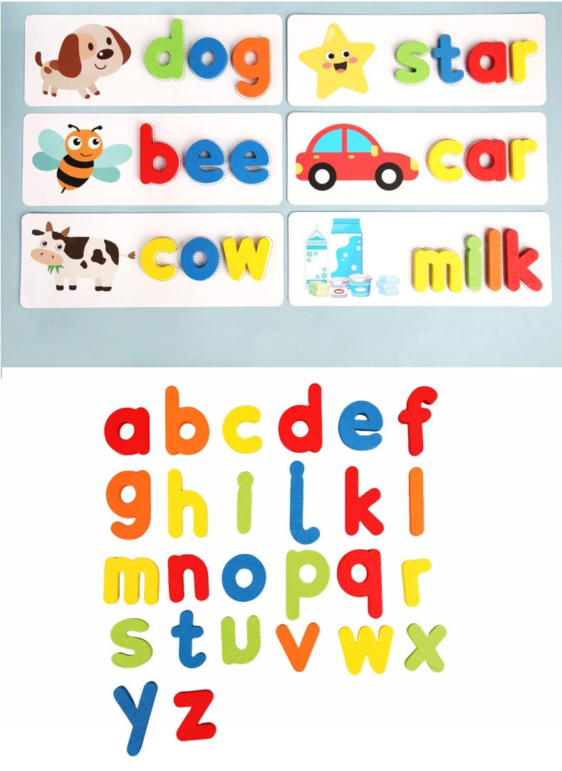 See and Spell Learning Toys, Wooden Educational Matching Letter Games Toys Develops Alphabet Words Spelling Skills Letter Block Great Gift for 3 Years up Girls Boys  - Image 5