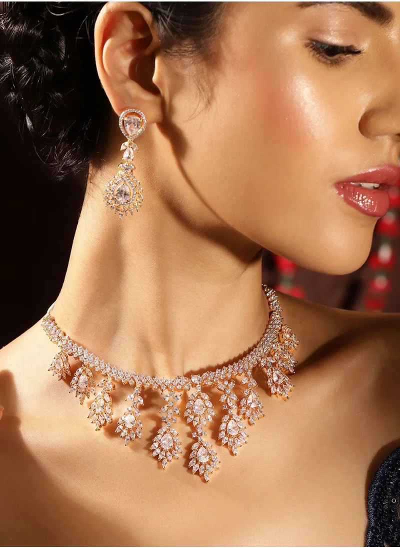 Priyaasi Plated American Diamond Studded Jewellery Set