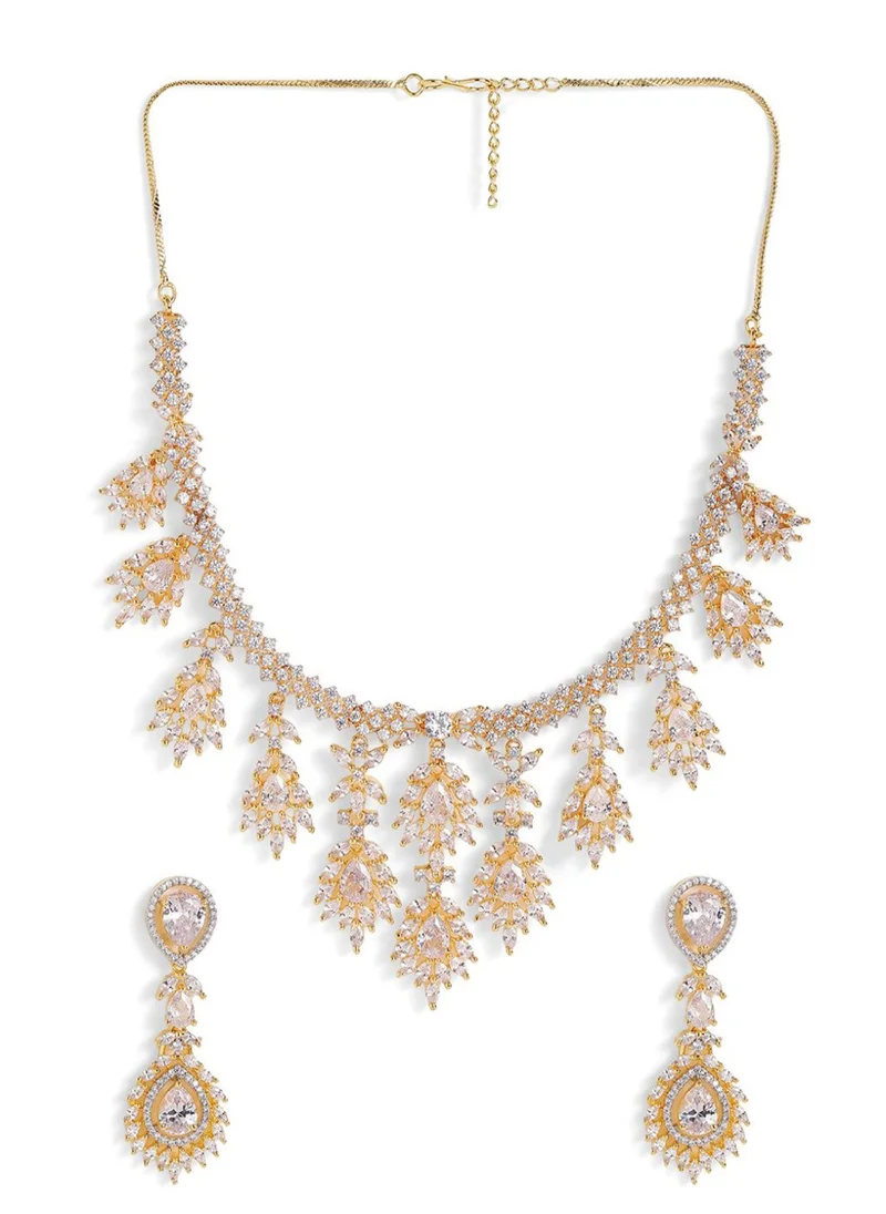 Priyaasi Plated American Diamond Studded Jewellery Set