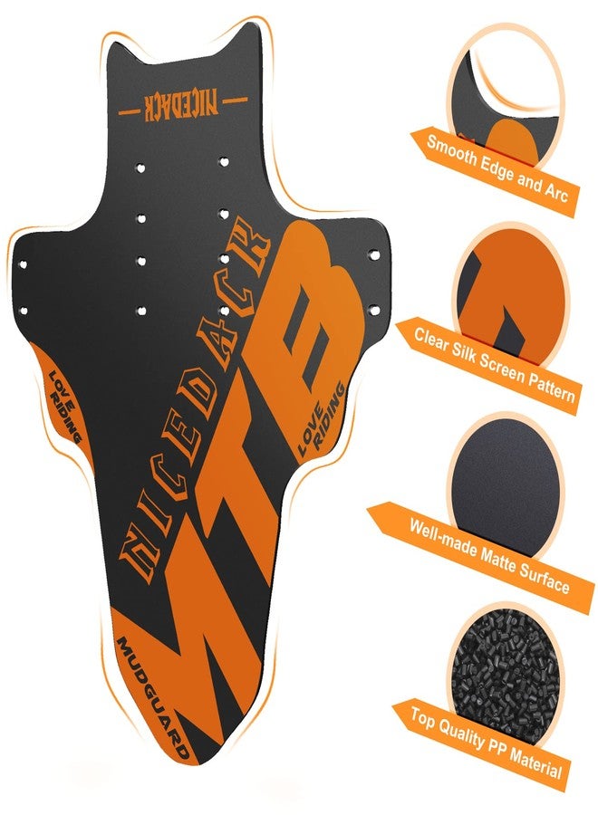 NICEDACK Mudguards Mountain Bike, 2 Pieces Mudguard Fit 20-29 Inch MTB Mudguard Front and Rear Compatible Bicycle Splash Guard (Orange) - Image 3