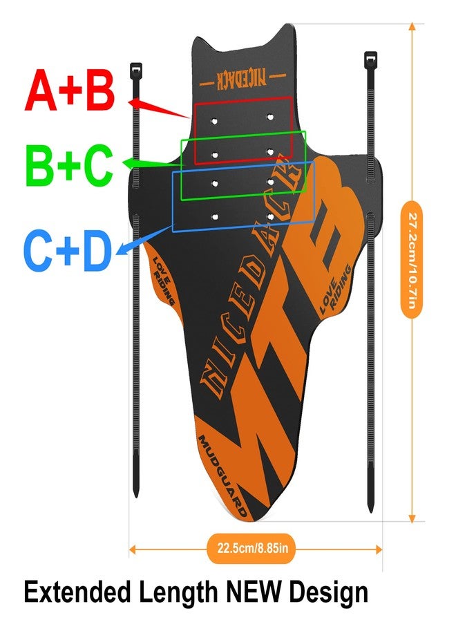 NICEDACK Mudguards Mountain Bike, 2 Pieces Mudguard Fit 20-29 Inch MTB Mudguard Front and Rear Compatible Bicycle Splash Guard (Orange) - Image 2