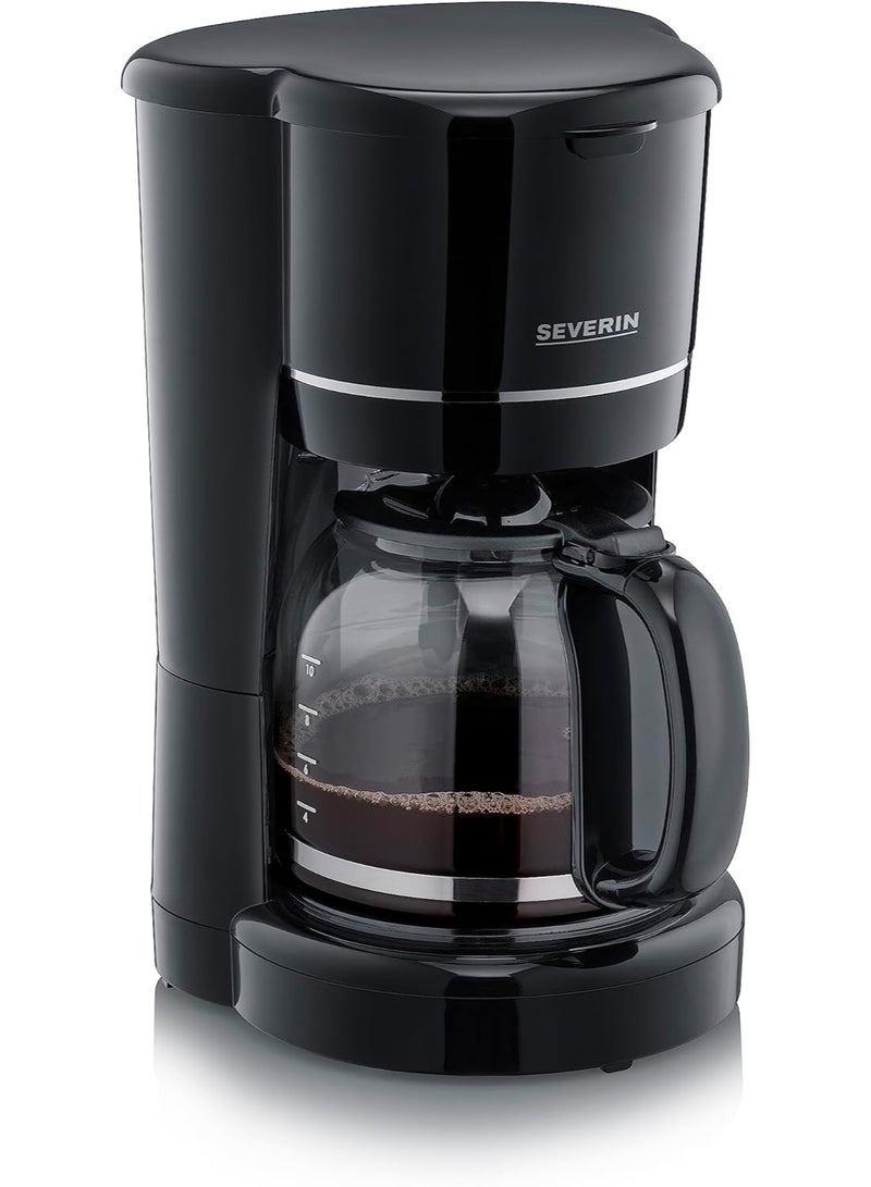 SEVERIN KA 4320 Filter Coffee Machine with Glass Jug, Coffee Machine for up to 10 Cups, Filter Machine with Glass Jug and Permanent Filter, Black